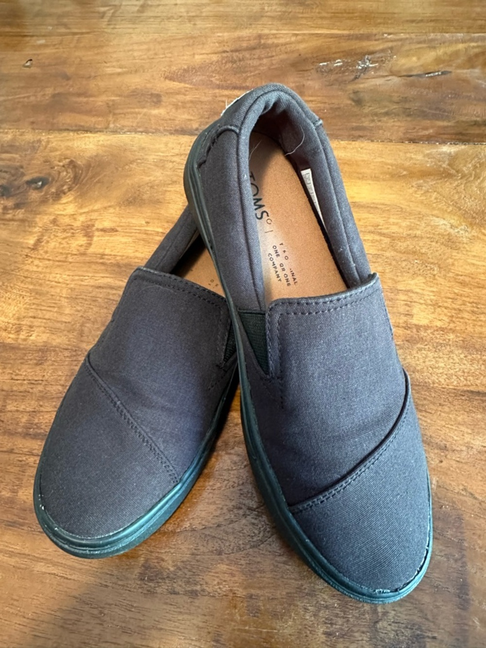 Toms Black Slip-On Canvas Loafers